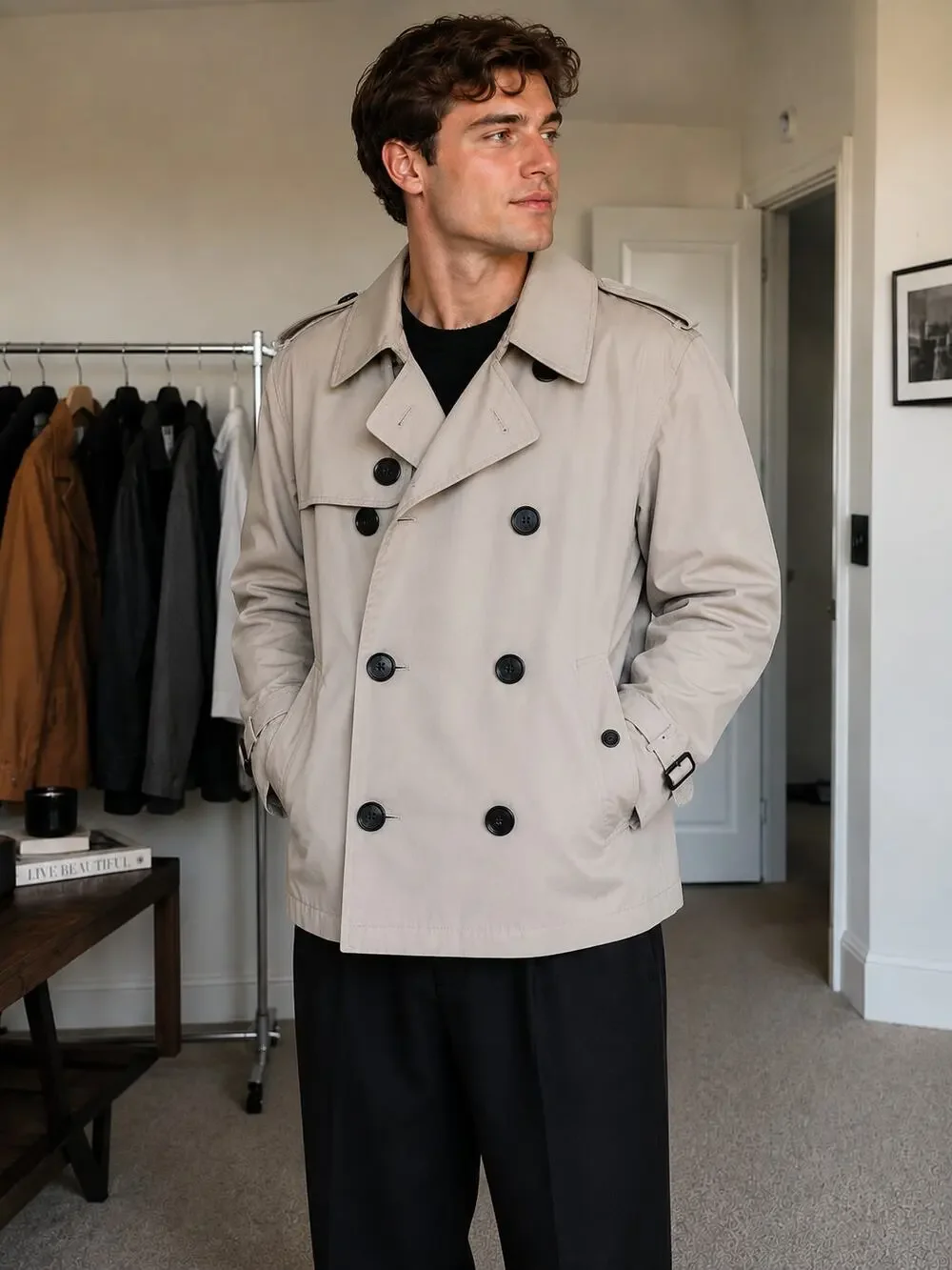 Burberry Men's Westbridge Short Trench Coat Cotton Gabardine (Size M)